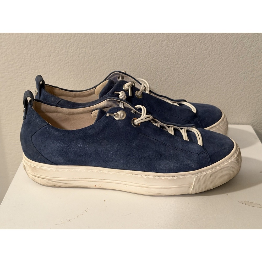 Paul Green Women's Size UK 8 US 10 Platform Sneakers Blue Nubuck Leather